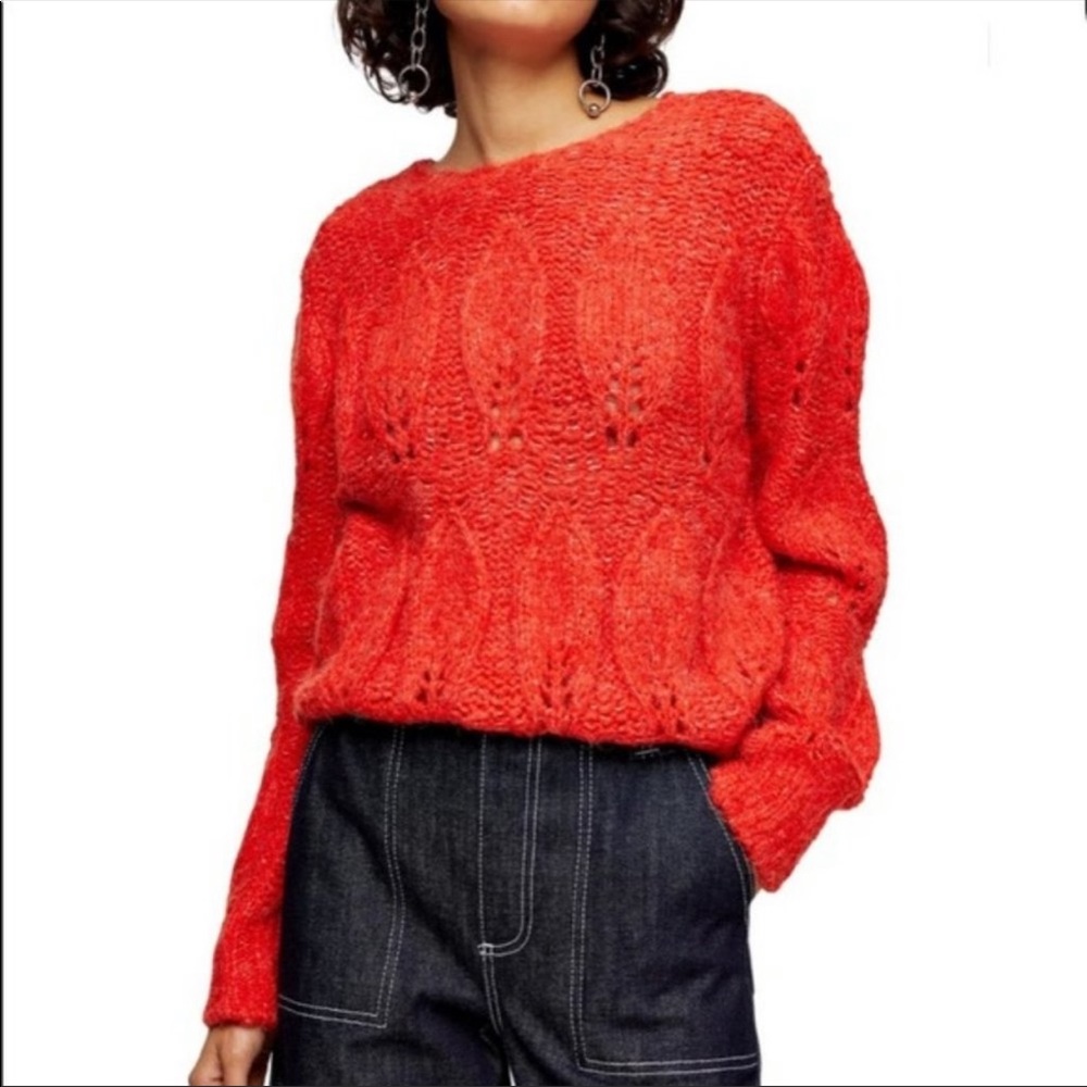 Topshop Red Crew Neck Sweater